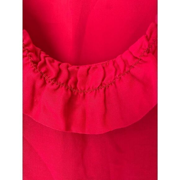 Ann Taylor pink 100% silk ruffle trim scoop neck Side zip fully lined ￼tank size - Picture 3 of 6